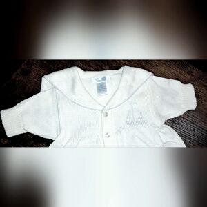 Sophie Dess Creations Paris White Cotton Knitted Christening Gown Embroidered 3M